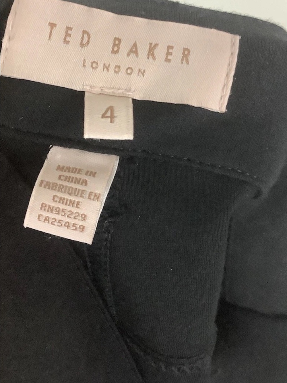 Ted Baker Sz 4 Large Skinny Pull On Zip Ankle Business Casual Pants Black - Picture 4 of 5